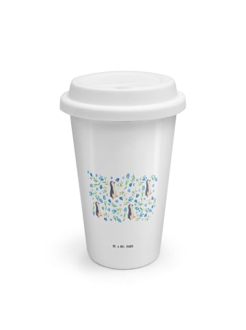 Mr. & Mrs. Panda ToGo Kaffeebecher Pinguinliebe Design ohne Spruch in Weiß