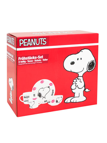 United Labels 3-tlg. The Peanuts Snoopy Frühstücksset - Teller, Schale & Tasse in Mehrfarbig