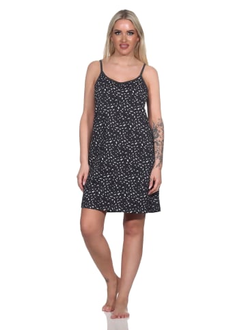 NORMANN Spaghetti Träger Nachthemd AnimalprintLook - 79556 in anthrazit