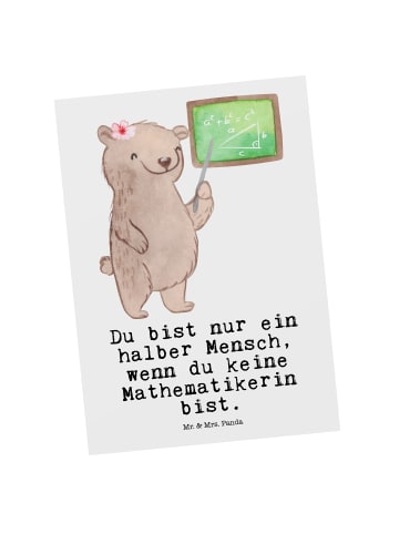 Mr. & Mrs. Panda Postkarte Mathematikerin Herz mit Spruch in Weiß