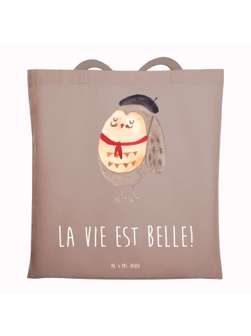Mr. & Mrs. Panda Laptoptasche Eule Frankreich mit Spruch in Braun Pastell