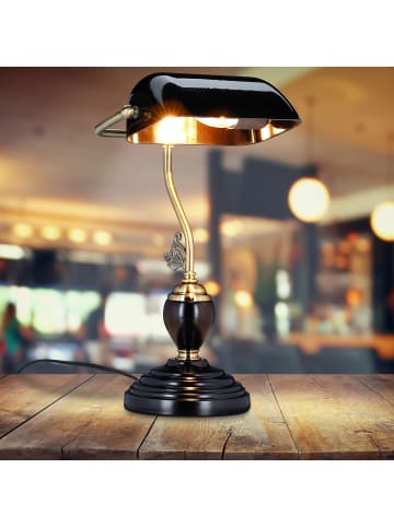 relaxdays Bankerlampe in Schwarz -  (B)26 x (H)44 x (T)19 cm