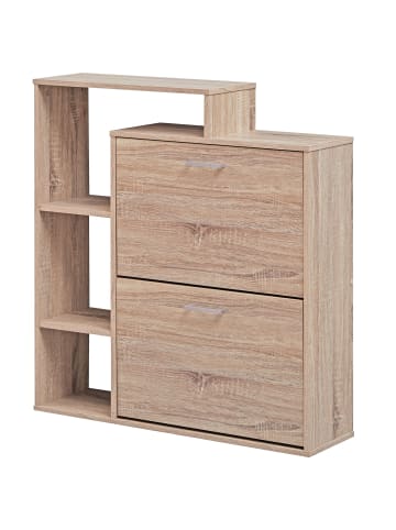 KADIMA DESIGN Moderner Schuhkipper MASSA Holz 2 Fächer Eiche 12 Paar Schuhe