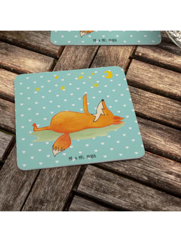 Mr. & Mrs. Panda Tassenuntersetzer Fuchs Sterne ohne Spruch in Türkis Pastell