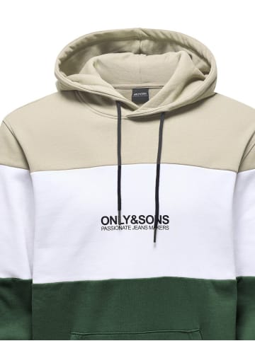 Only&Sons Colorblock Kapuzenpullover Design Sweat Hoodie in Beige-2