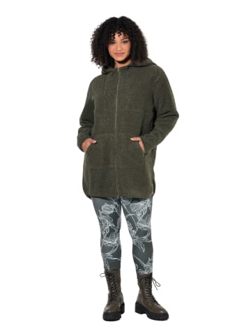 Ulla Popken Sweatjacke in olivgrau