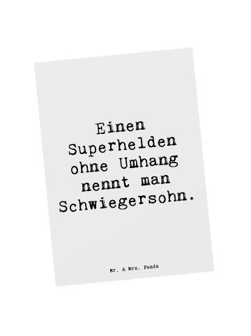 Mr. & Mrs. Panda Postkarte Held Schwiegersohn mit Spruch in Weiß