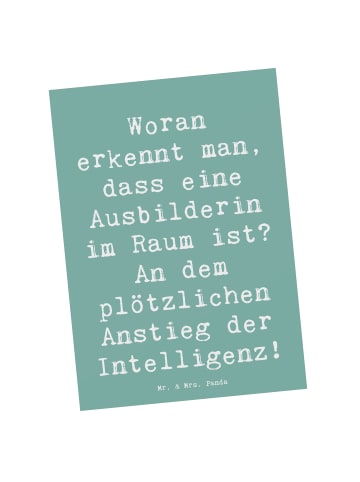 Mr. & Mrs. Panda Postkarte Spruch Ausbilderin Intelligenz mit Sp... in Meeresbrise