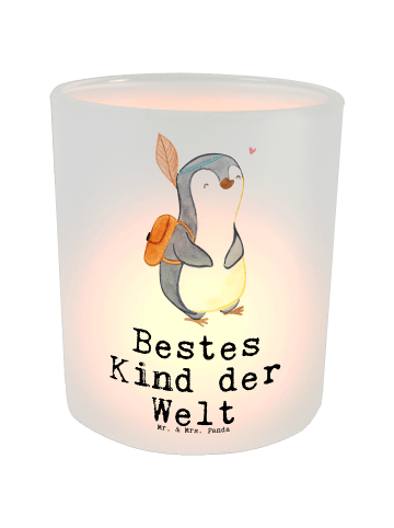 Mr. & Mrs. Panda Windlicht aus Glas Pinguin Bestes Kind der Welt... in Transparent