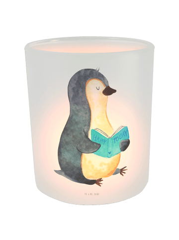 Mr. & Mrs. Panda Windlicht Pinguin Buch ohne Spruch in Transparent