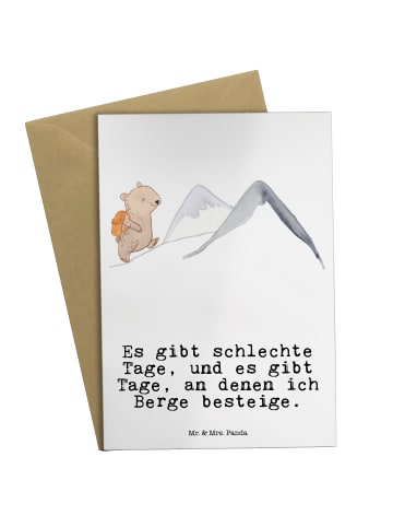 Mr. & Mrs. Panda Grußkarte Bär Bergsteigen mit Spruch in Weiß