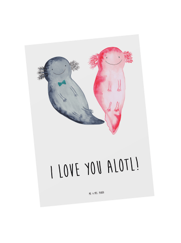 Mr. & Mrs. Panda Postkarte Axolotl Liebe mit Spruch in Weiß