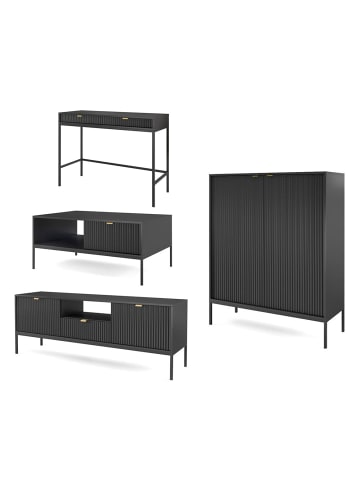 Feldmann-Wohnen Wohnzimmer-Set Nova Schwarz / Schwarz 4-teilig