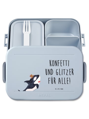 Mr. & Mrs. Panda Snackbox Orca Zylinder Motiv mit Spruch in Blau Pastell