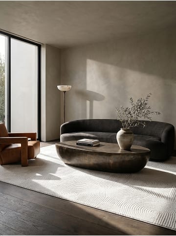 KADIMA DESIGN Teppich Kurzflor Geometrisch rutschhemmend pflegeleicht Wohnzimmer in Weiß