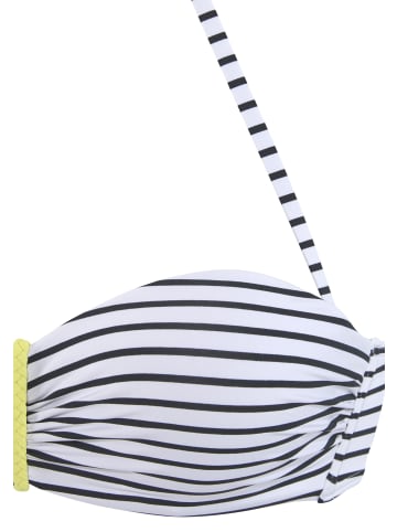 Venice Beach Bügel-Bandeau-Bikini-Top in schwarz-weiß-limette