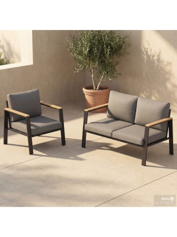 home24 Loungeset Aviel 2-teilig Kombi D in Anthrazit / Braun