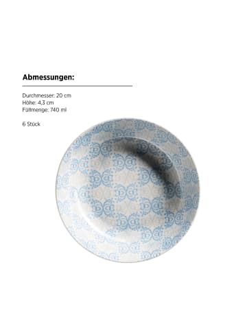 Mäser Teller Set, Porzellan Ornea in Blau