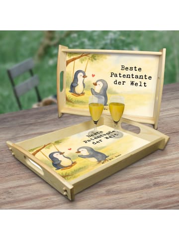Mr. & Mrs. Panda Servierplatte Holz Pinguin Beste Erfindungante der... in Weiß