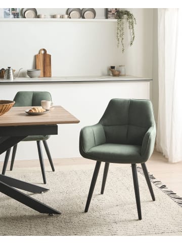 Beliani 2er-Set Esszimmerstuhl TIRANO in Grün/Schwarz