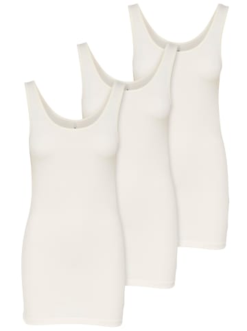 ONLY 3er-Set New Long Tank Top in Natur (Cloud Dancer)