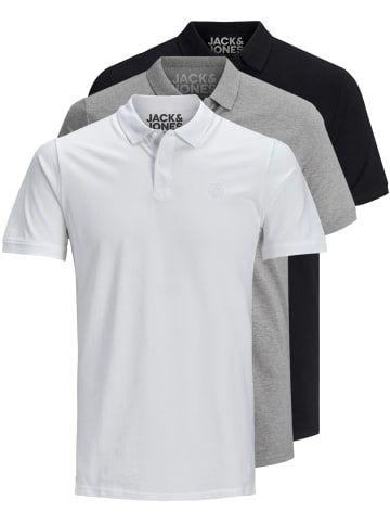 Jack & Jones 3er-Set Poloshirt in White/Grey/Black