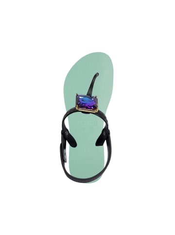 Uzurii Luxury Footwear platte hausschuhe Selena Diamond Blue in minzgrün