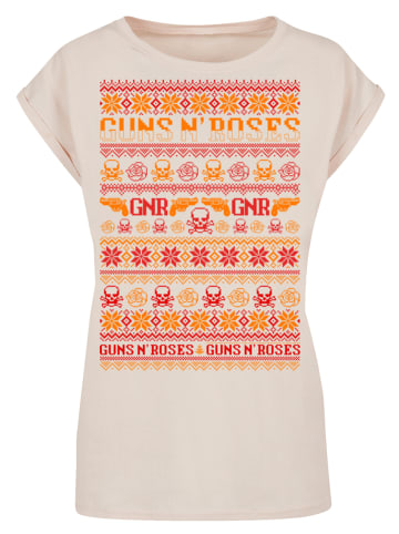 F4NT4STIC Extended Shoulder T-Shirt Guns And Roses Christmas in Whitesand