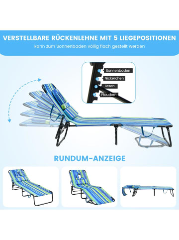 COSTWAY Sonnenliege mit Gesichtsöffnung in Grün