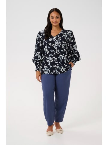 KAFFE curve Langarm-Bluse KCalicia in Marine Flower