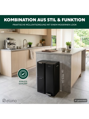 eluno Abfalleimer, 54 Liter Fassungsvermögen aus schwarzem Metall