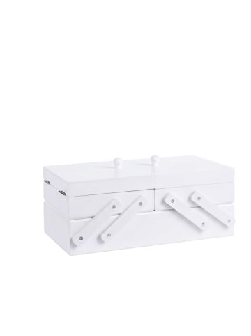 relaxdays Nähkästchen in Weiß - (B)26x (H)12 x (T)15,5 cm