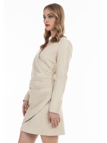 faina Lederkleid in Wollweiss