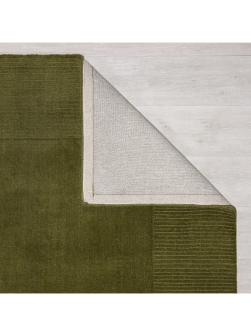 KADIMA DESIGN Wollteppich Uni-Design mit Bordüre, rutschfest, 100% Wolle Teppich in Grün