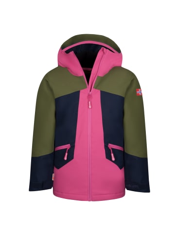 Trollkids Ski-Jacke "Rauland" in Dunkle Olive/Hellmagenta/Marine