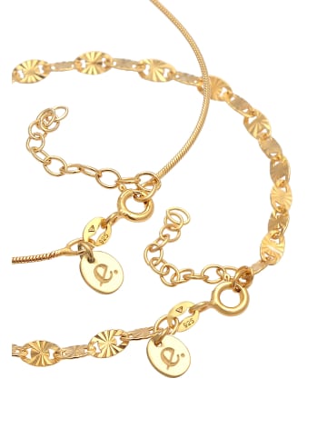 Elli Armband 925 Sterling Silber Plättchen, Valentino Chain in Gold