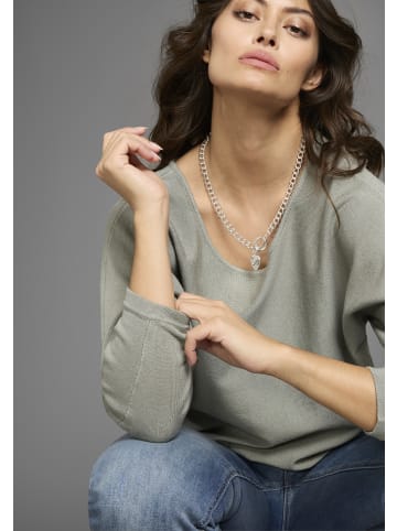 Laura Scott Fledermauspullover in khaki-melange