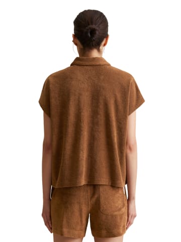 Marc O'Polo DENIM Frottee-Poloshirt wide in Melted Chocolate