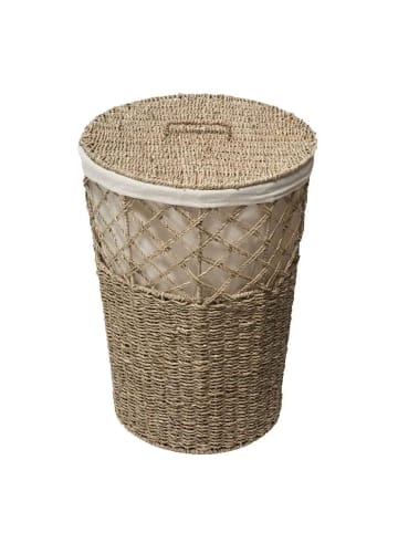 5five Simply Smart Wäschekorb aus Seegras in Braun, (B) 38 x (H) 52 x (L) 38 cm