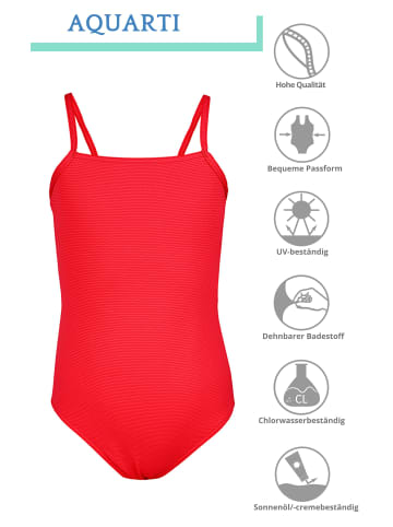 Aquarti Mädchen Badeanzug mit Spaghettiträgern in rot