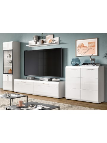 Inn.Furn Wohnwand weiß Hochglanz 4-teilig 315 cm, Schrankwand mit viel Stauraum