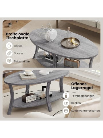 COSTWAY Couchtisch mit Ablage in Grau