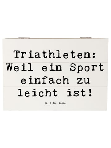 Mr. & Mrs. Panda Kiste Spruch Triathlon Helden mit Spruch in Weiß