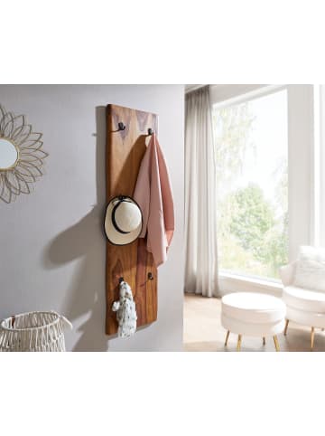 FineBuy Wandgarderobe in Braun / Sheesham / 40x7x140