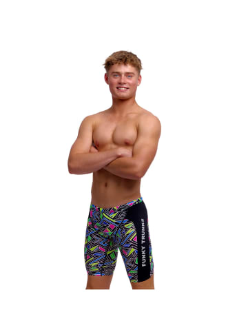 Funky Trunks Bits Of Peace Jammer Badeshorts Chlor und Salzwasserbeständig in schwarz