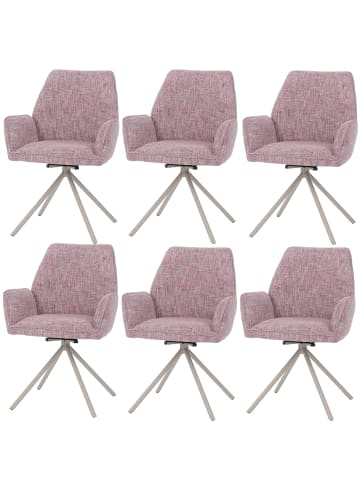 MCW 6er-Set Esszimmerstuhl G67, Gestell creme, rosa