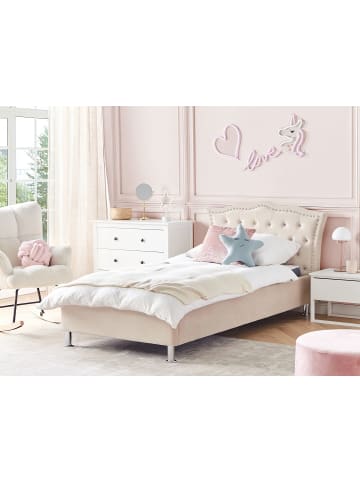 Beliani 2-tlg Einzelbett METZ in Beige/Silber