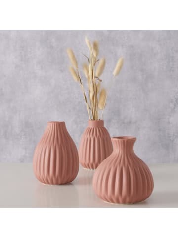 Boltze Keramikvase ESKO, handbemalt in Rosa, Ø 10 x (H) 13 cm