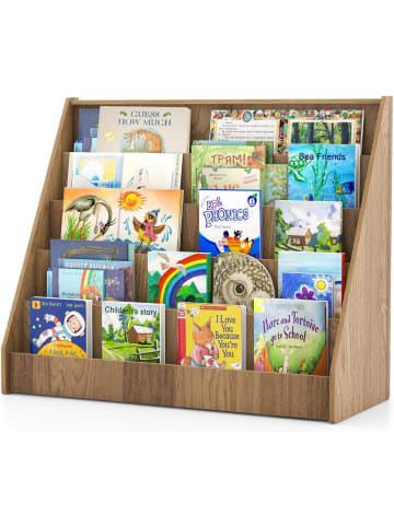 COSTWAY Kinderregal mit 5 Fächern in Hellbraun