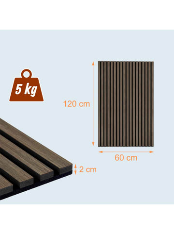 relaxdays 4 x Akustikpaneele in Dunkelbraun - (B)60 x (H)120 cm